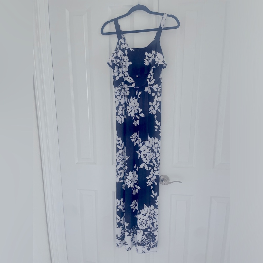 Navy blue and white Maxi Dress